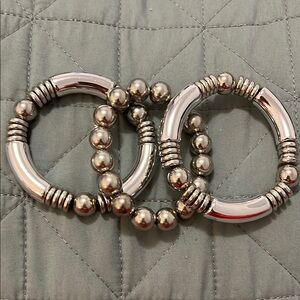 Silver Beaded Bracelets Set